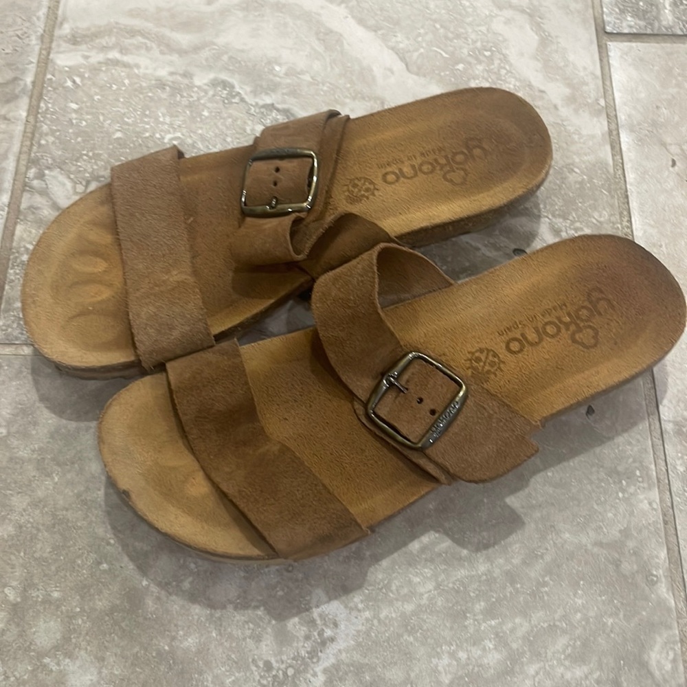 Yokono Women’s Brown Sude Leather Sandals Sz 8
